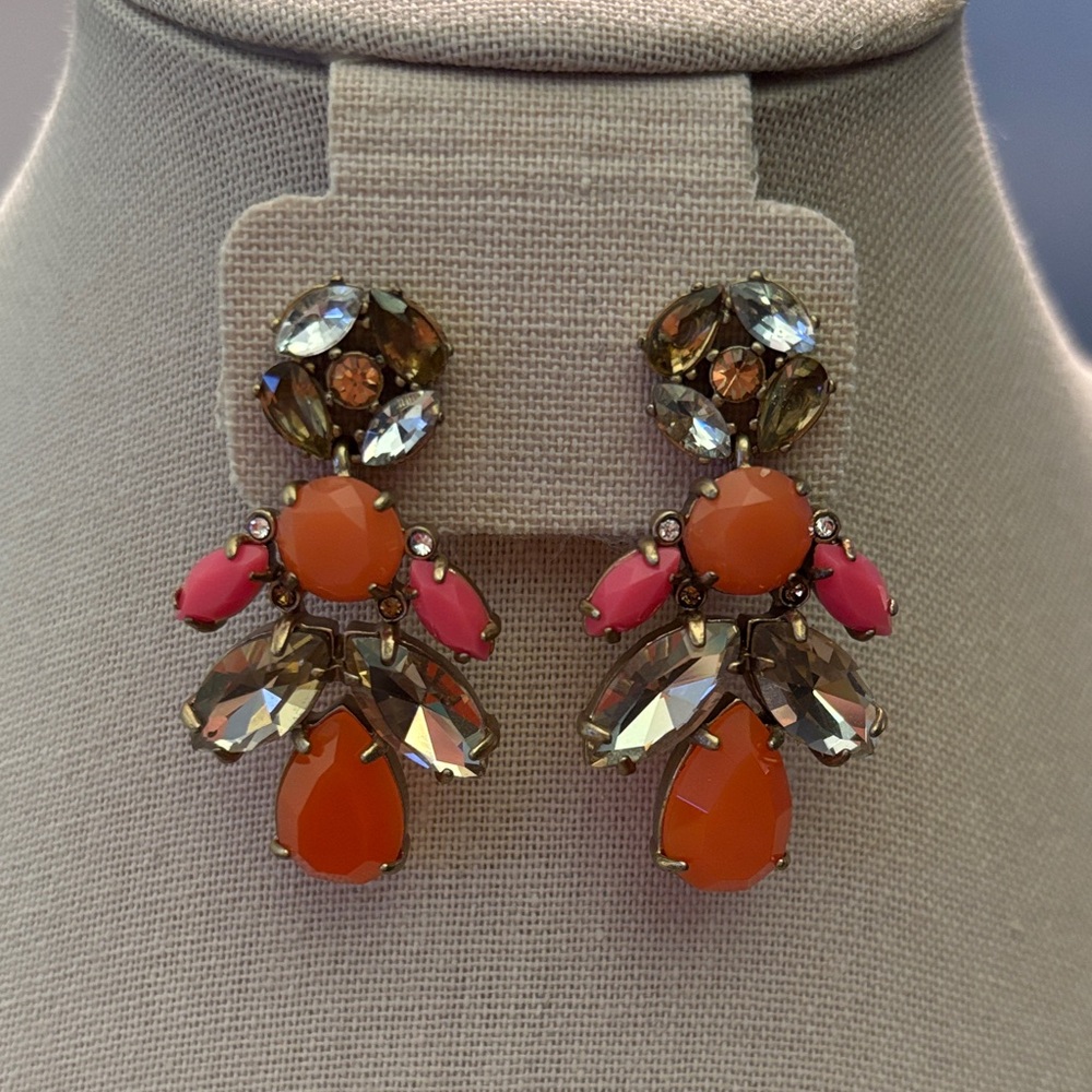 Gorgeous Pop Geo Orange, Pink, And Rhinestone Sta… - image 1